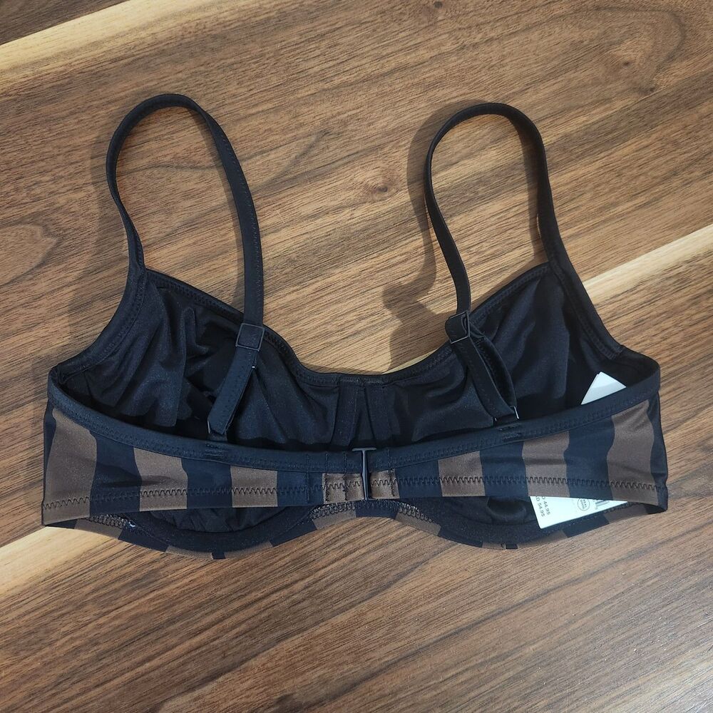 Aerie Swim The Sunnyside Up Shine Bikini Top Black Brown Lined Underwire 34D NWT - Picture 3 of 9